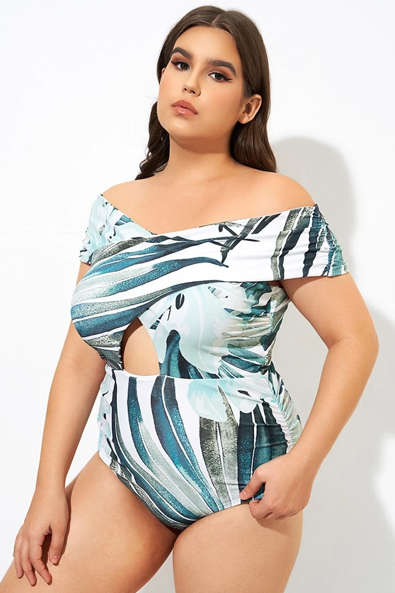 Crossover-Neck Cut Out One Piece Swimsuit - Image 5