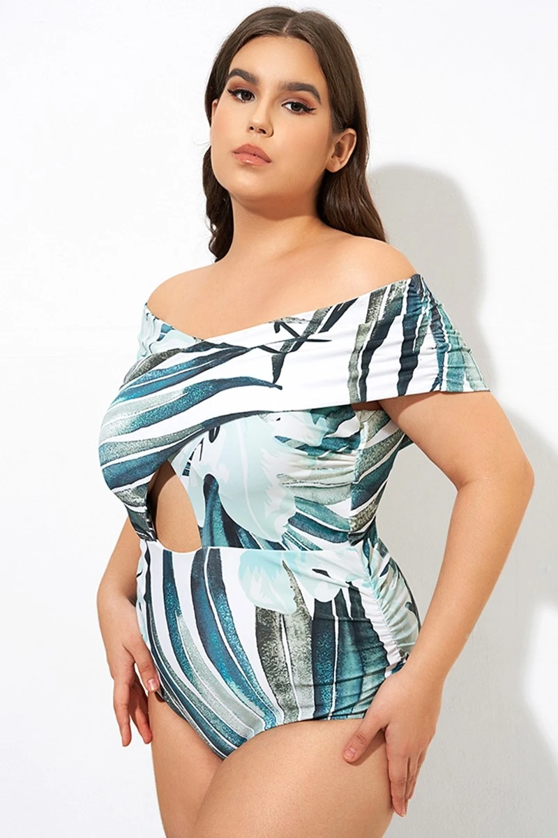 Crossover-Neck Cut Out One Piece Swimsuit - Image 6